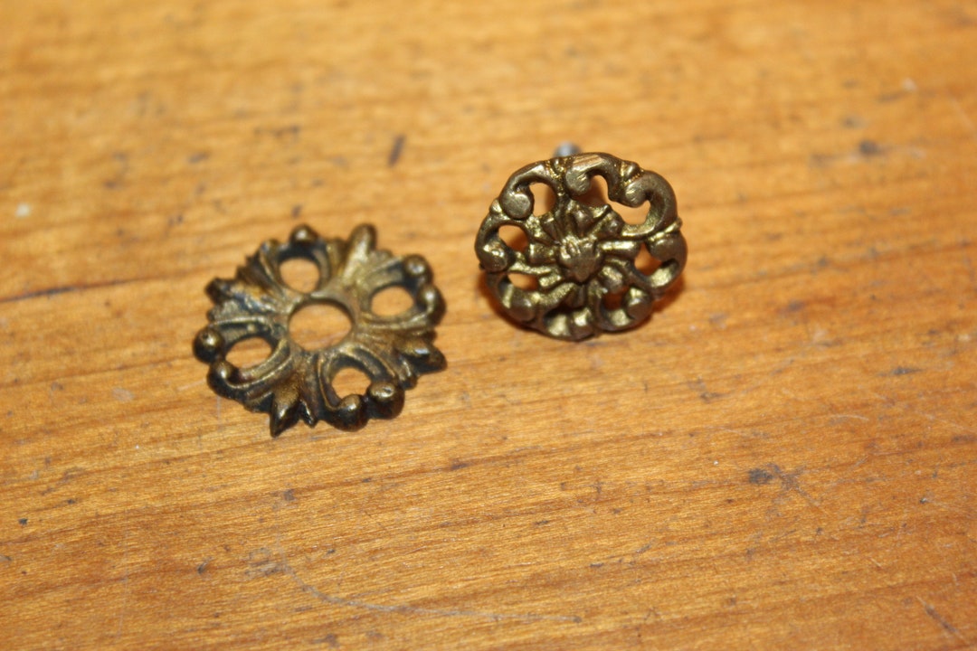 Small Antique Screw in Round Brass Bronze Furniture Drawer Etsy