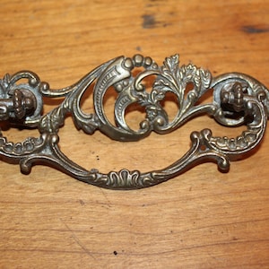 Antique Victorian Ornate Cast Bronze Drop Bail Drawer Pull G-9