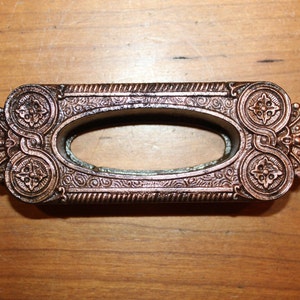 Antique Victorian Ornate Copper Plated Cast Iron Recessed Window Sash Lift L-134