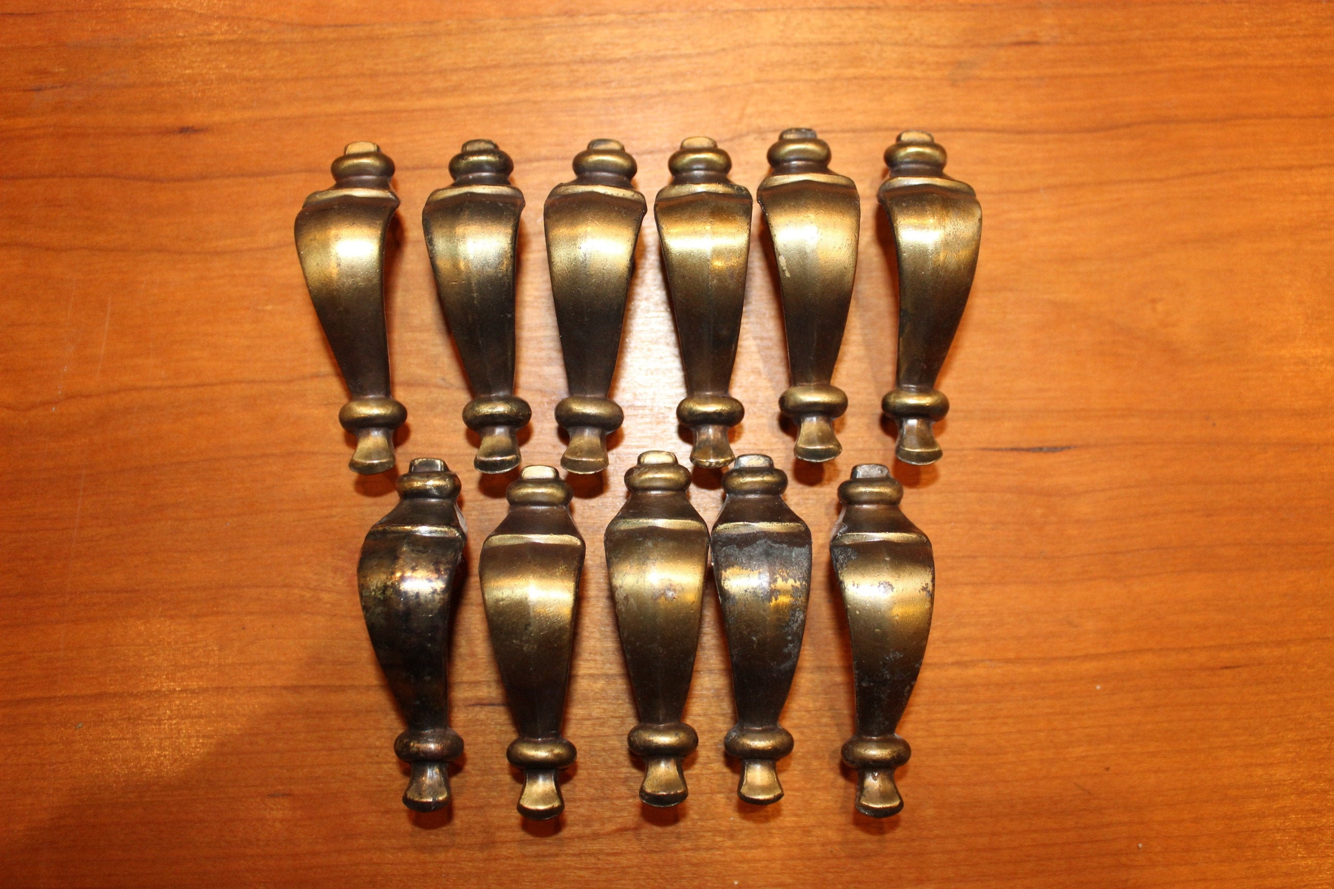 Vintage Antique Brass Finish Handles Pulls Stamped Etsy