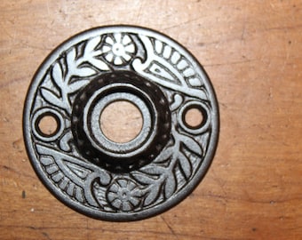 Victorian Antique Ornate Cast Iron Doorknob Rosette EE-35