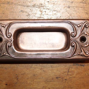Antique Copper Plate Japanned on Wrought Steel Recessed Window Sash Lift L-132