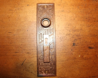 Antique Corbin Ceylon B-11400 2 Keyhole W/Door Entry Bronze Escutcheon S-72