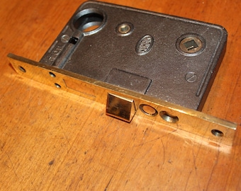 Corbin #1342 Cast Bronze Face Cast Iron Push Button Keyhole Mortise Lock R-3