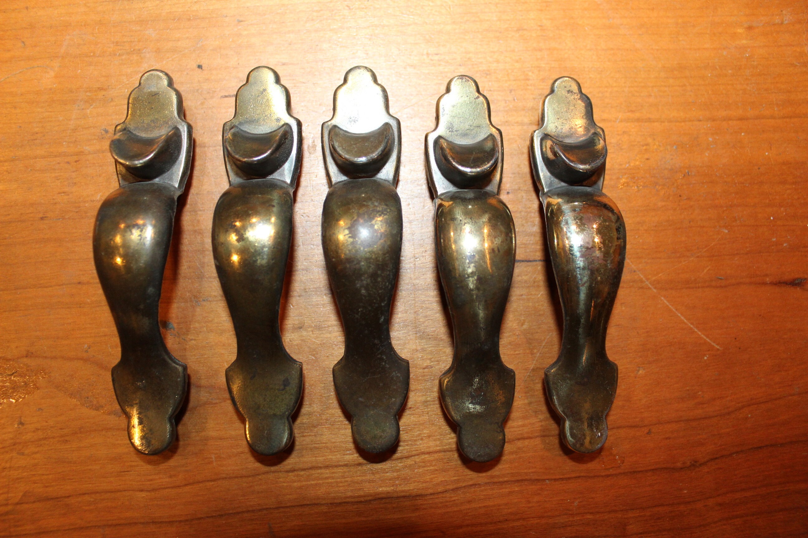 Vintage Faux Thumb Pulls or Handles in Antique Brass Etsy