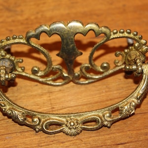 Antique Victorian Ornate 5&quot; Cast Bronze Furniture Drop Bail Drawer Pull  G-41