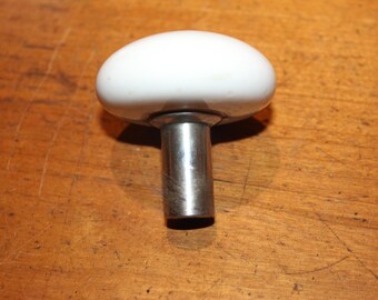 Clark MFG White Porcelain Antique Doorknob Nickel Plate on Cast Bronze Base Y-32