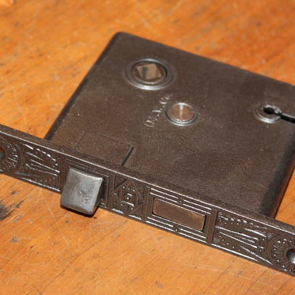 Restored Mallory Wheeler 4406 Cast Iron Faceplate & Body Keyhole Mortise Lock R-36