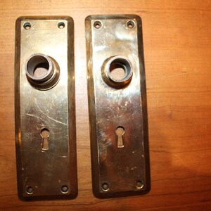 Pair of Corbin 2-1/2 X 7 Cast Bronze Commercial Doorknob Escutcheons B-33
