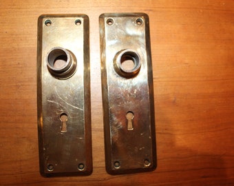 Pair of Corbin 2-1/2 X 7 Cast Bronze Commercial Doorknob Escutcheons B-33