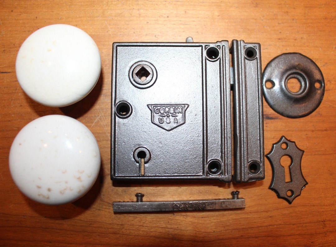 Restored Corbin 961 Cast Iron Rim Lock Set With Knobs Etsy