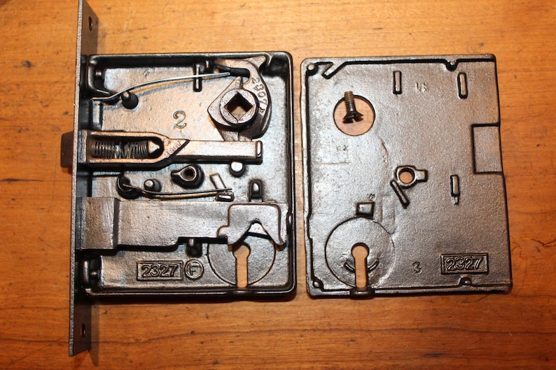 Penn Rim Lock Antique Cast Iron Penn Mortise Lock #2307 2327 Painted Face Plate R-137 ...