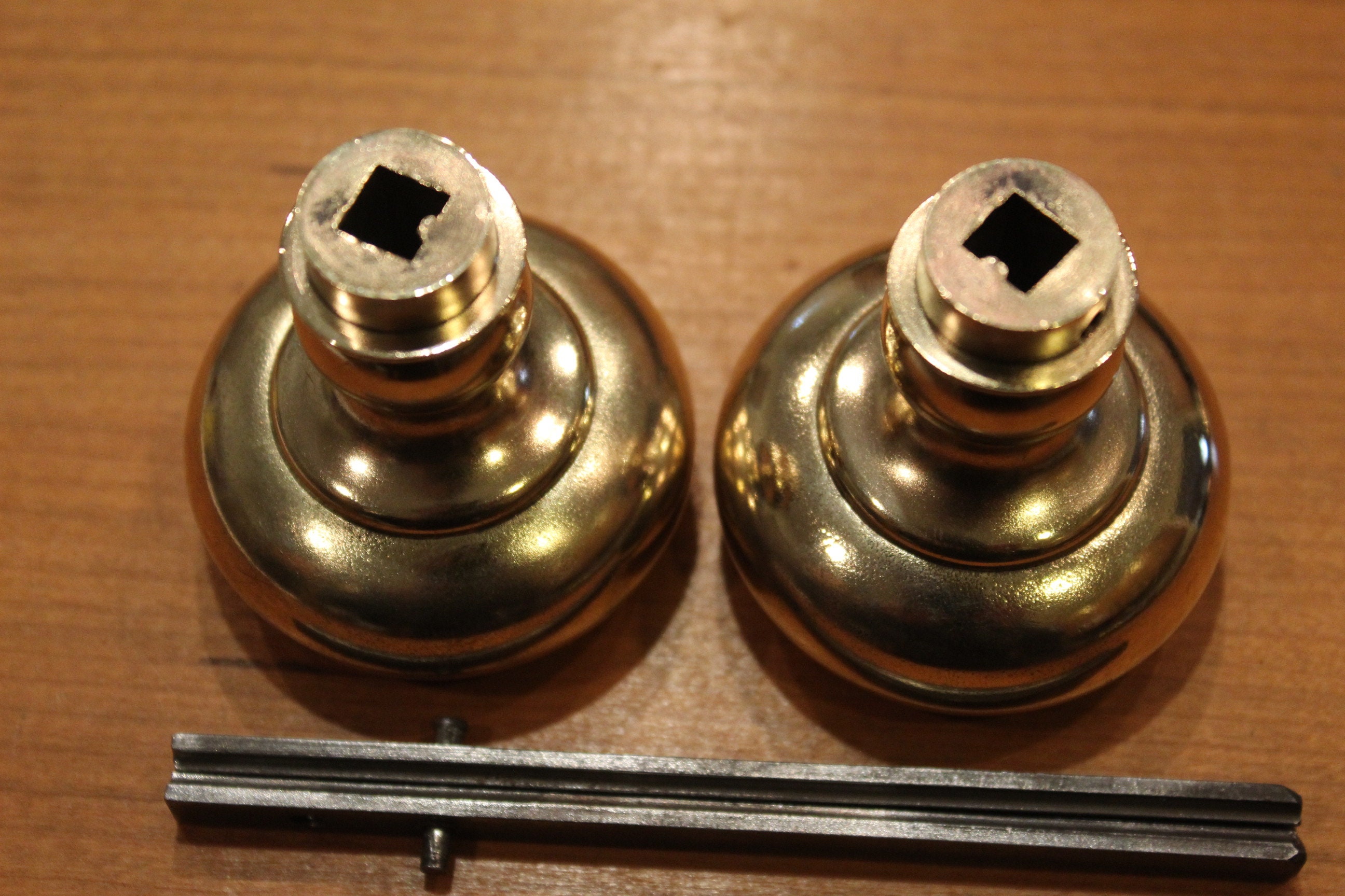 Pair of Pre 1900 2 Brass Door Knobs With Spindle & Set Etsy