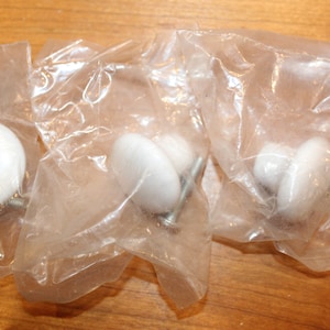Lot of Three NOS 1-1/4&quot;  Round Porcelain Drawer Pulls  DD-5
