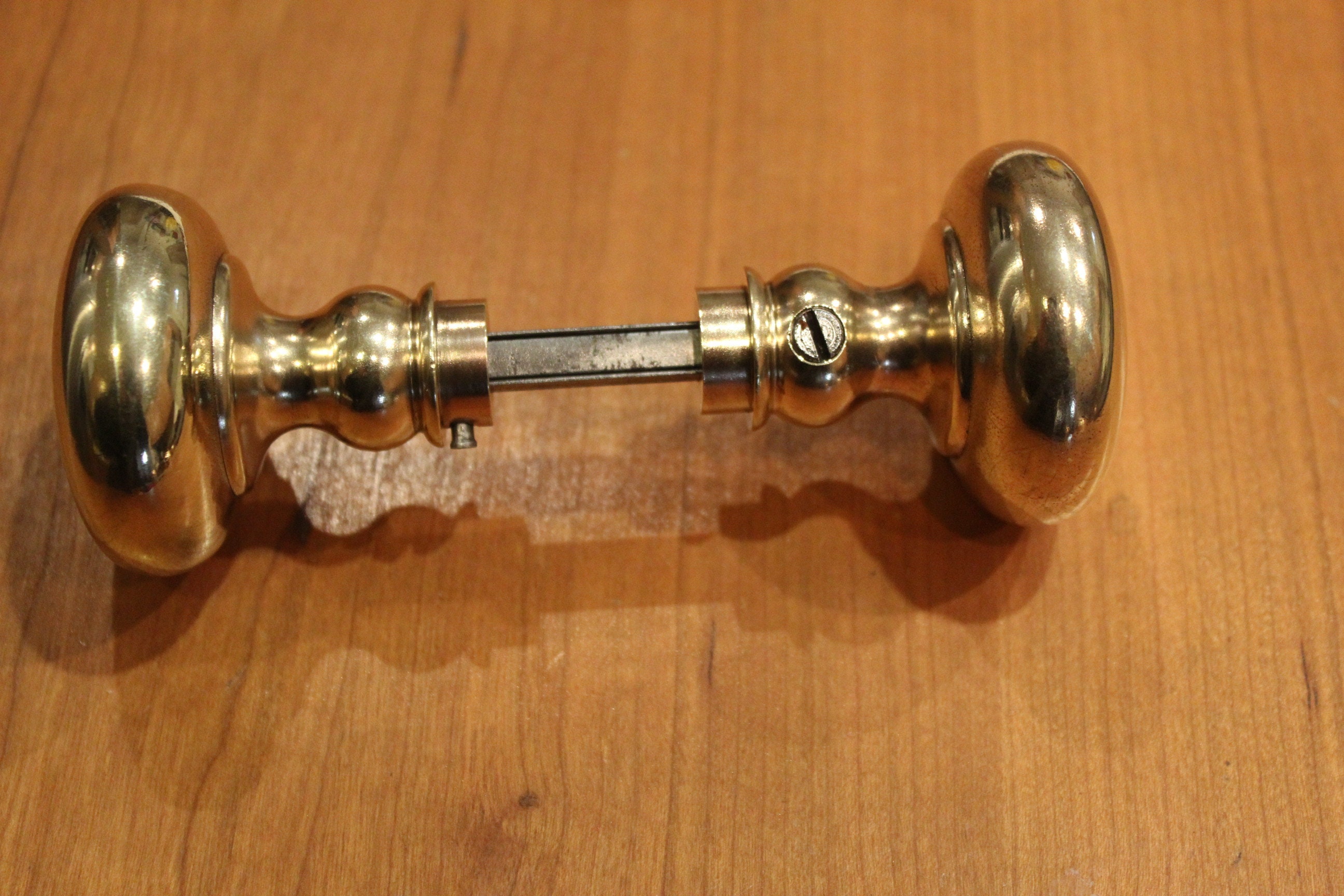 Pair of Pre 1900 2 Brass Door Knobs With Spindle & Set Etsy