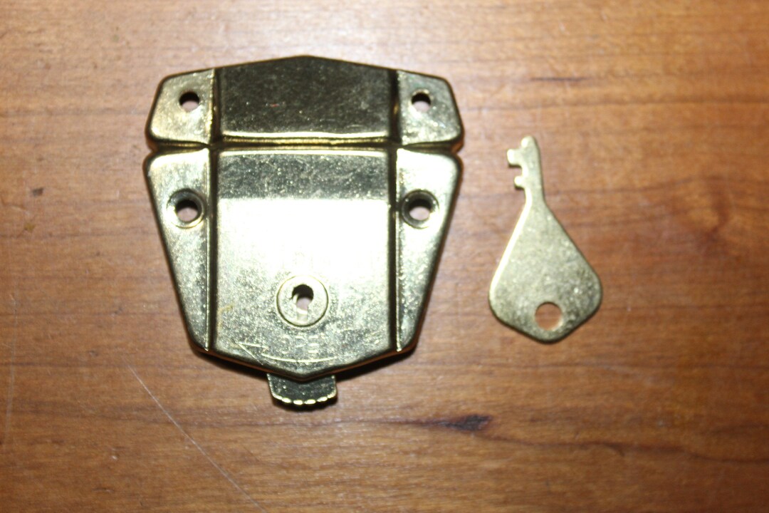 Brass File Lock Code Cabinet Curio Display Drawer File Jewelry Brass Plated Lock & Key NOS N ...