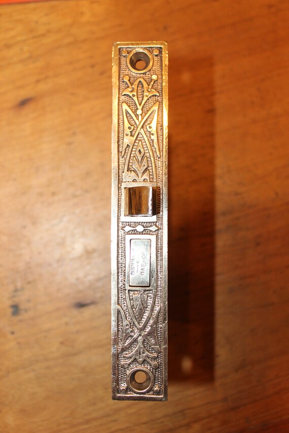 Pre 1900 Antique Ornate Bronze Face Keyhole Mortise Lock by AG