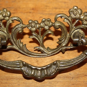 Antique Vintage Ornate Cast Bronze Drop Bail Drawer Pull G-39