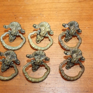 1 Antique Vintage (KBC ?) Bronze Brass Drop Pendant Drawer Pull Nice Patina A-59