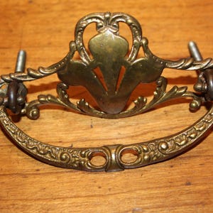 Antique Victorian Ornate 4&quot; Cast Bronze Furniture Drop Bail Drawer Pull  G-36