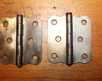 Pair of Antique 3" X 3" Brass Plated Butterfly Door Hinges A-7-GT
