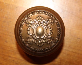 Antique Wrought Bronze Reading Creston F-22700 Doorknob C:1900 T-221