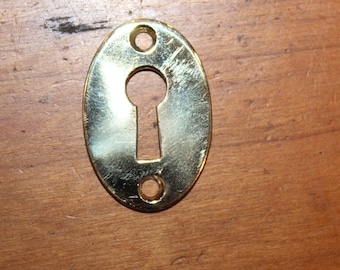 Antique Cast Bronze Oval Door Knob Keyhole Escutcheon CC-63