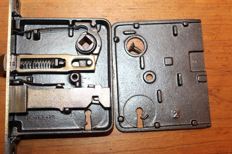 Restored Unbranded Antique Cast Iron Mortise Lock Brass Plated ...