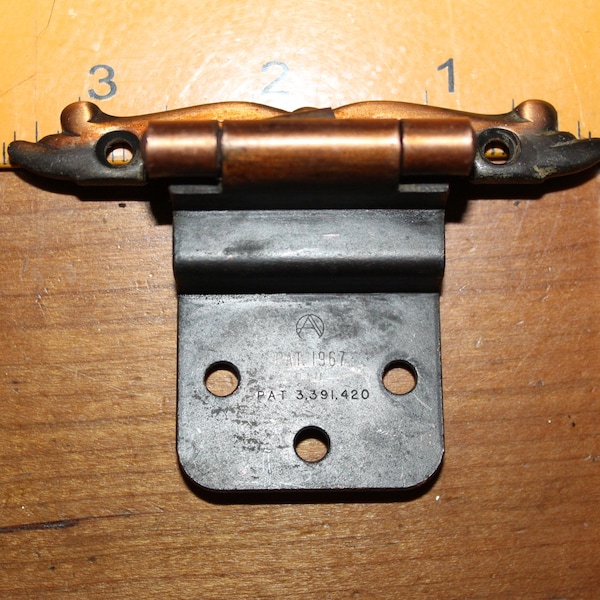 Vintage Amerock 1967 Copper Plated Mid-Century Modern Cabinet Hinge  A-34