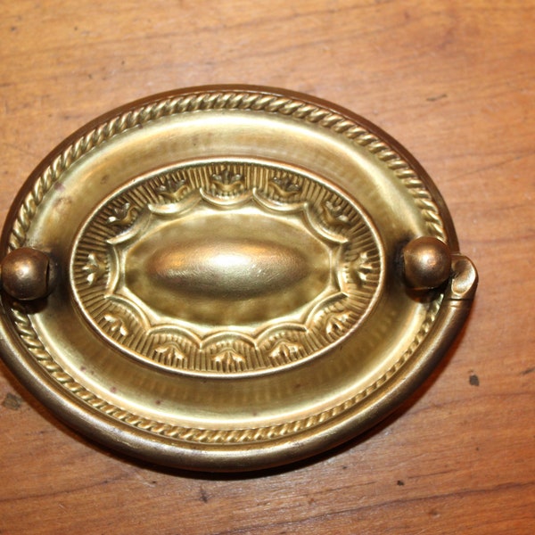 Pair of Antique Brass 3" Furniture Drawer Drop Bail Pulls   Holes @ 2-1/2"  G-34
