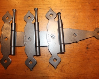 Set of 3 Restored Vintage 8" Heavy Dut yBarn Door/Gate Hinges G-43