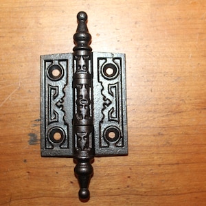 One Ornate 2-1/2&quot; X 2&quot; Victorian Steeple Tipped Cast Iron Hinge F-1