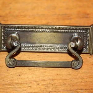 Antique Ornate Cast Bronze Drop Bail Drawer Pull with Naturally Aged Patina I-5