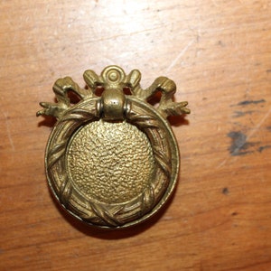 Antique Cast Bronze Round Drop Bail Drawer Pull Aged Patina N-74