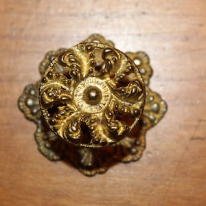 Small Antique Round Brass Bronze Furniture Drawer Dresser Pull J-6