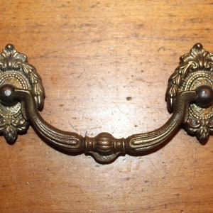 Unbranded Antique Cast Bronze Drawer 3-Piece Drop Bail Handle Pull    H-54