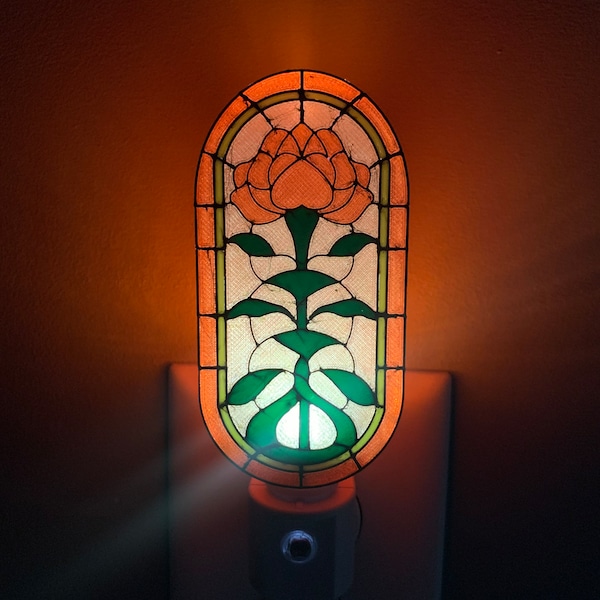 3D printed Stranger Things "Stained Glass" Rose Night Light