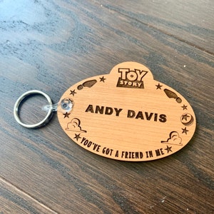 Custom/Personalize Toy Story Land Pixar Pier Disney Inspired Wood Cast Member wood keychain/luggage tag/backpack tag