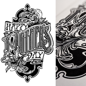 Hand lettered typography greeting card "Happy Mother's Day"