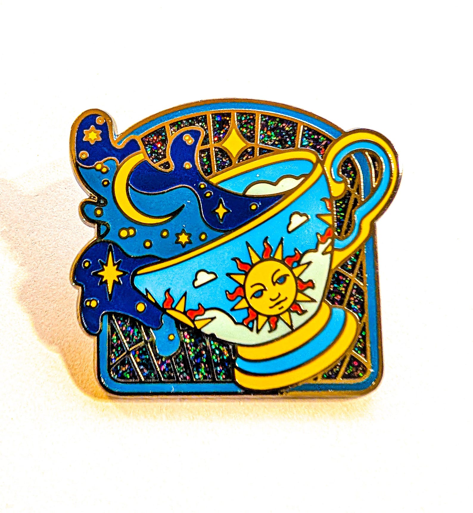 Celestial Spill - Universal Teacup - Glow in the Dark - UV reactive - 1.5" Hard Enamel Pin