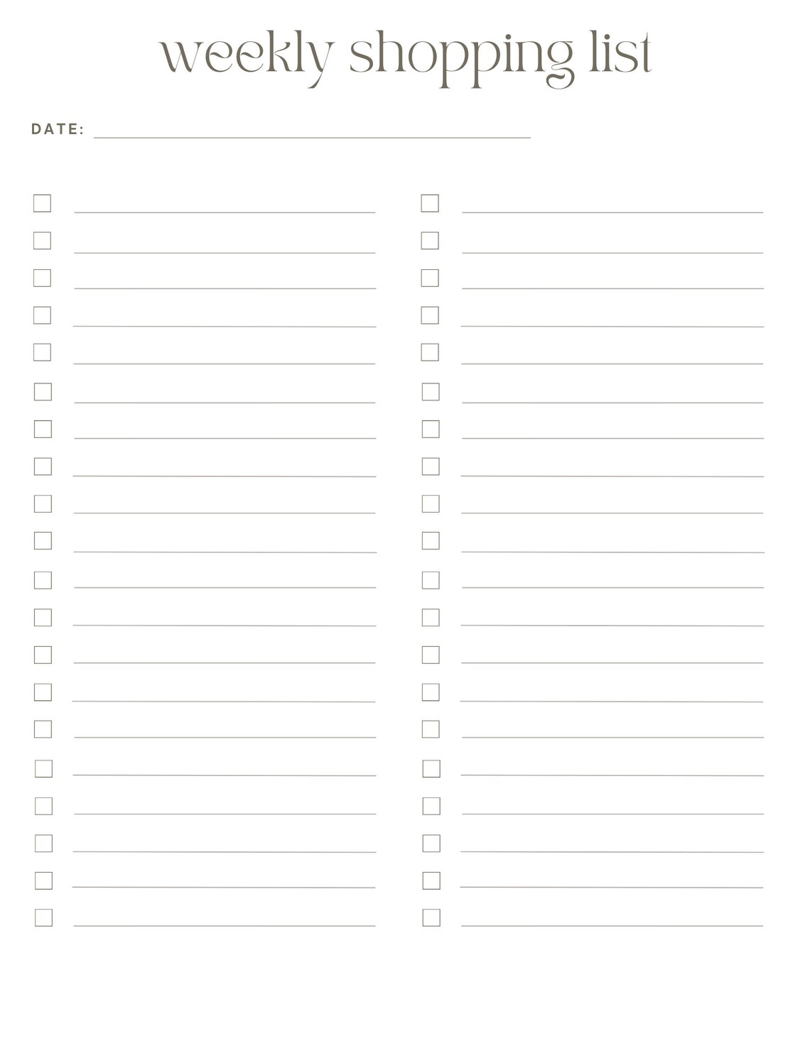 PRINTABLE Weekly Meal Plan and Shopping List - Etsy
