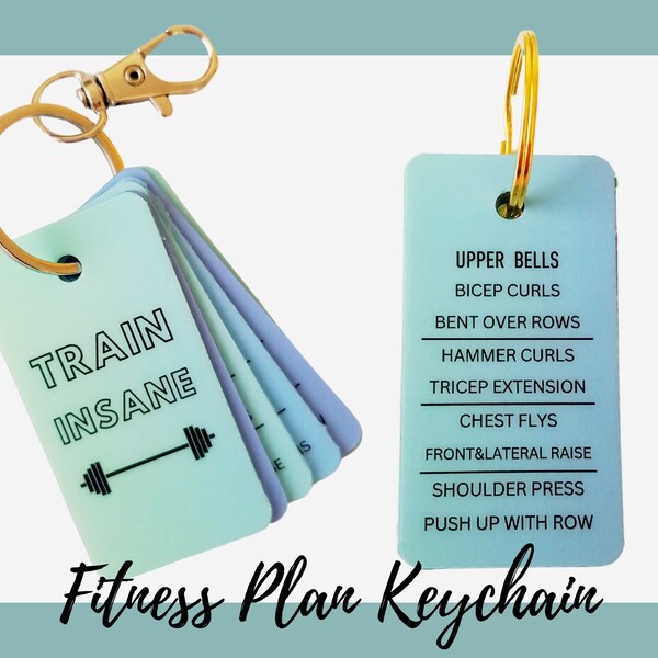 Strength Training Workout Plan / Dumbbell Workout / Gym Fitness Keyring /Fitness Plan / Glute Workout / Fitness Gift / gym keychain