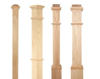 Box Newel Posts - Stair Parts 3 1/2", 4 1/2", 5" and 6 1/4" - Red Oak and White Oak