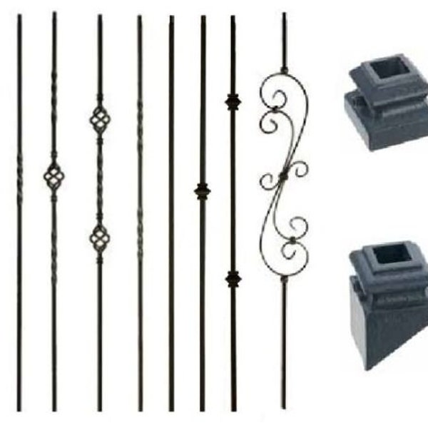 Satin Black Wrought Iron Balusters for Stairs