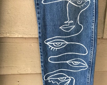 Hand Painted Jeans Etsy