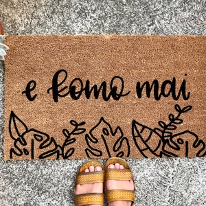 E Komo Mai Leaves Doormat // Howzit Doormat // Welcome Mat // Home Decor // Door Mat // Hawaiian Decor