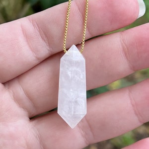 Quartz Double terminated point pendant necklace