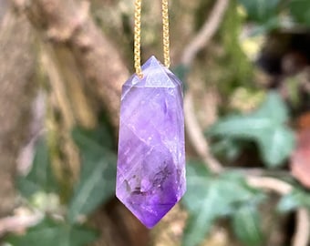 Amethyst Crystal Necklace, Dainty Amethyst Pendant, Facetted