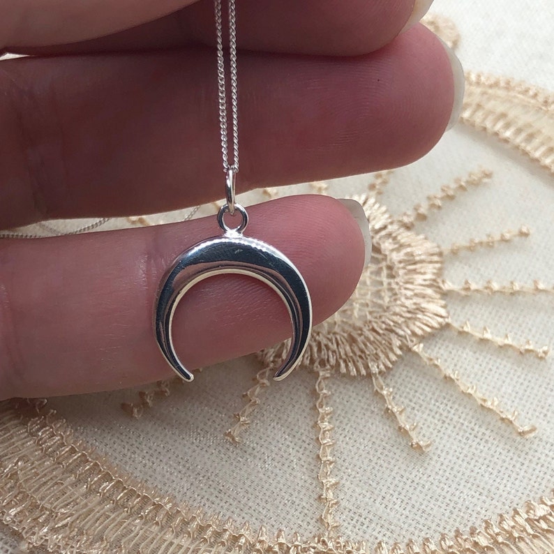 Crescent Moon Celestial Sterling Silver Necklace - Etsy