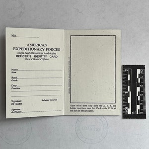 Reproduction WW1 A.E.F. Identity Card Type C